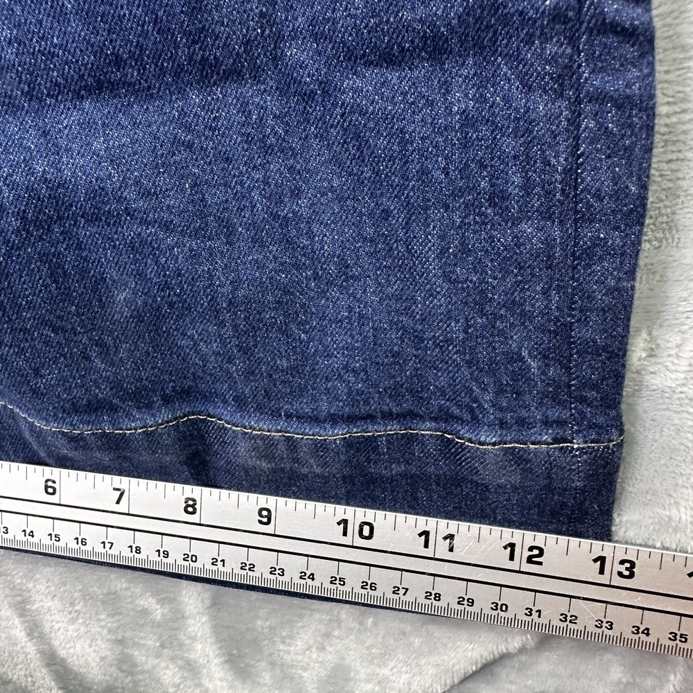 Crew '96 Denim Trouser Size 33 Dark Wash Wide Leg High Rise Jeans Button Fly - Picture 6 of 14